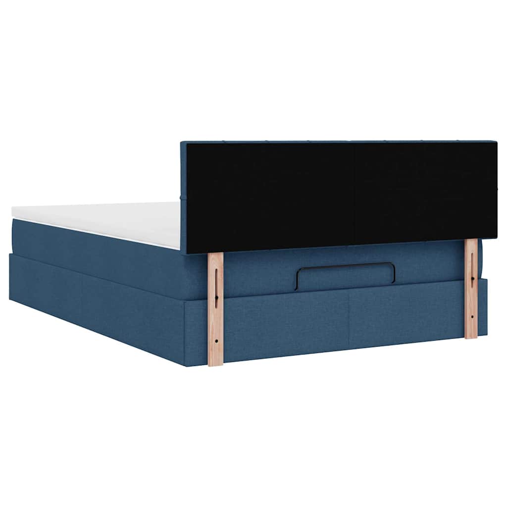 Struttura Letto Pouf con Materasso Blu 140x200cm in Tessuto - homemem39