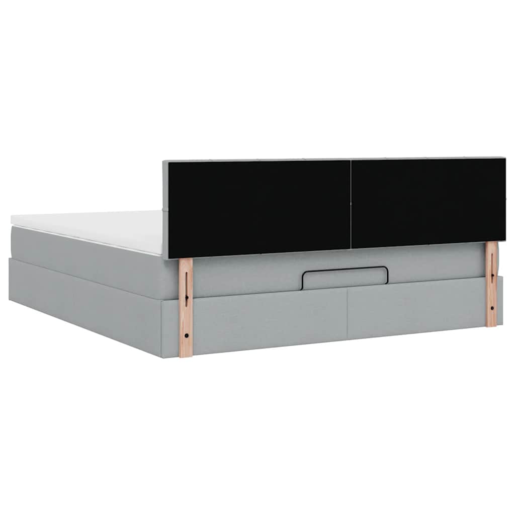Pouf Letto con Materasso Grigio Chiaro 160x200 cm in Tessuto | homemem39
