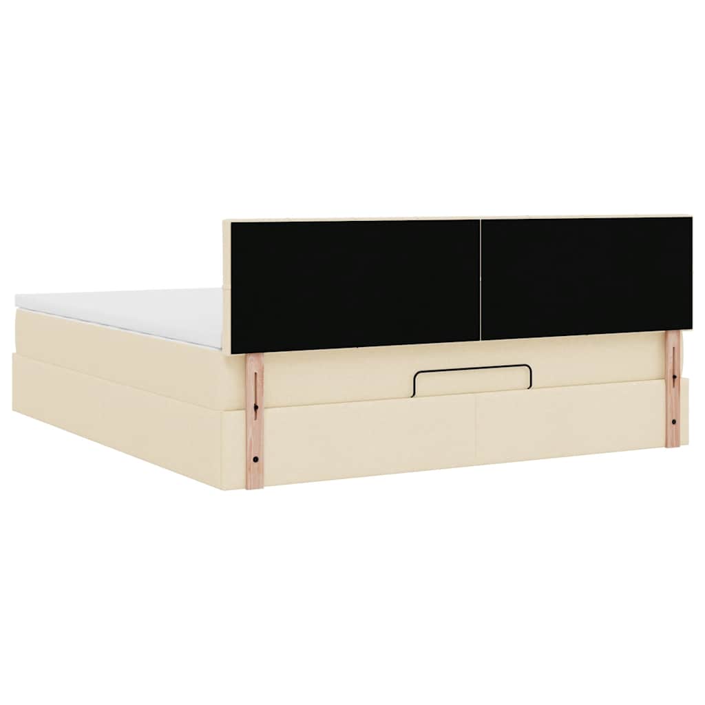 Struttura Letto Pouf con Materasso Crema 180x200 cm in Tessuto | homemem39