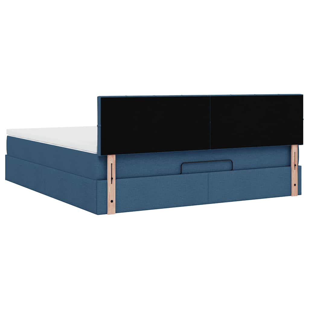 Struttura Letto Pouf con Materasso Blu 180x200cm in Tessuto - homemem39