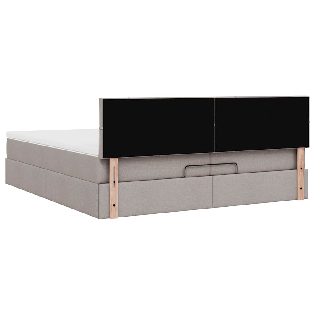 Struttura Letto Pouf con Materasso Tortora 200x200 cm Tessuto | homemem39