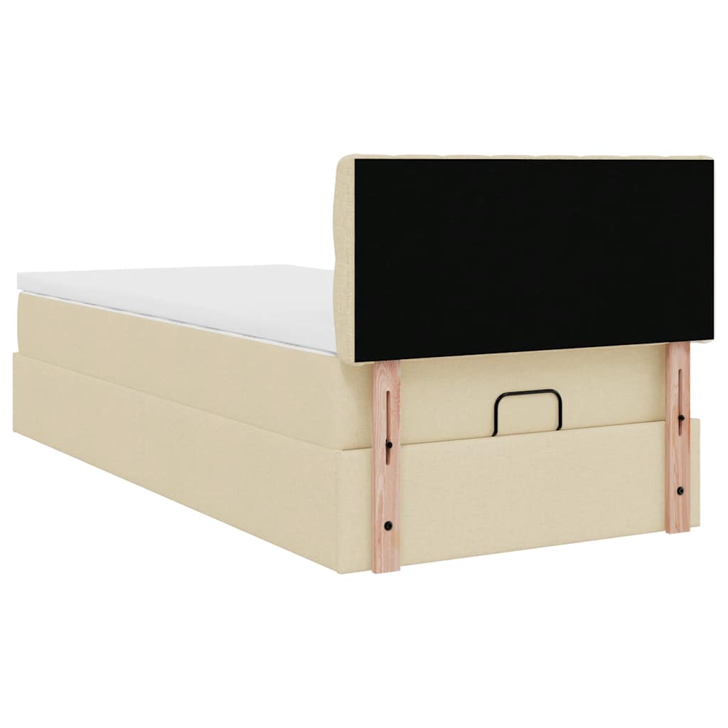 Struttura Letto Pouf con Materasso Crema 80x200 cm in Tessuto | homemem39