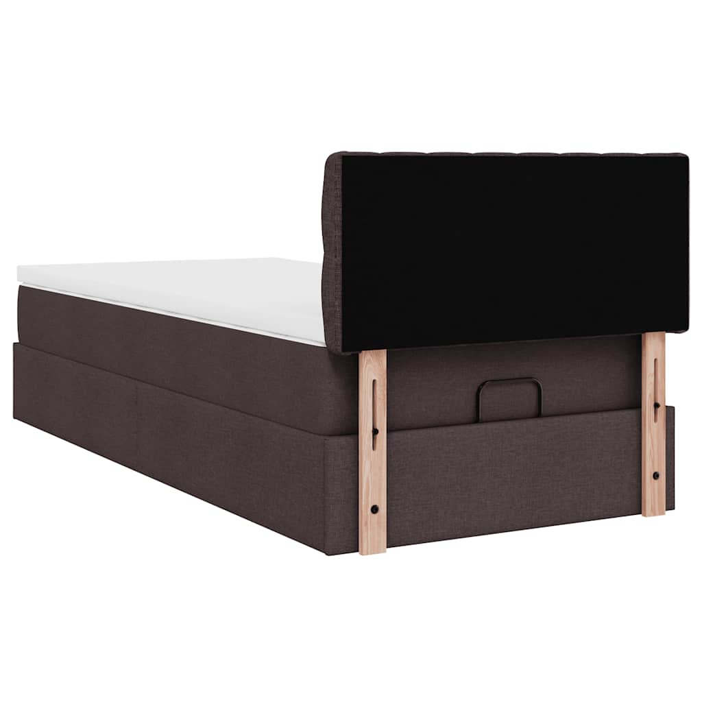 Pouf Letto con Materasso Marrone Scuro 90x200 cm in Tessuto | homemem39