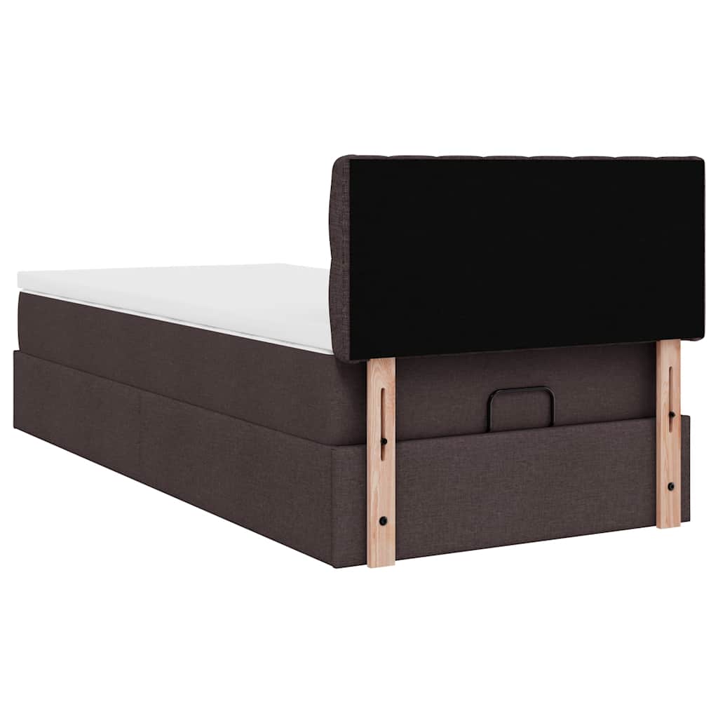 Pouf Letto con Materasso Marrone Scuro 100x200 cm in Tessuto | homemem39