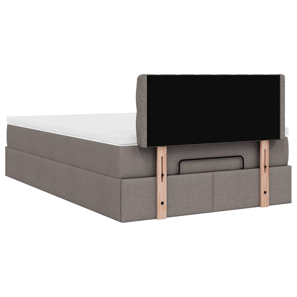 Struttura Letto Pouf con Materasso Tortora 120x190 cm Tessuto - homemem39