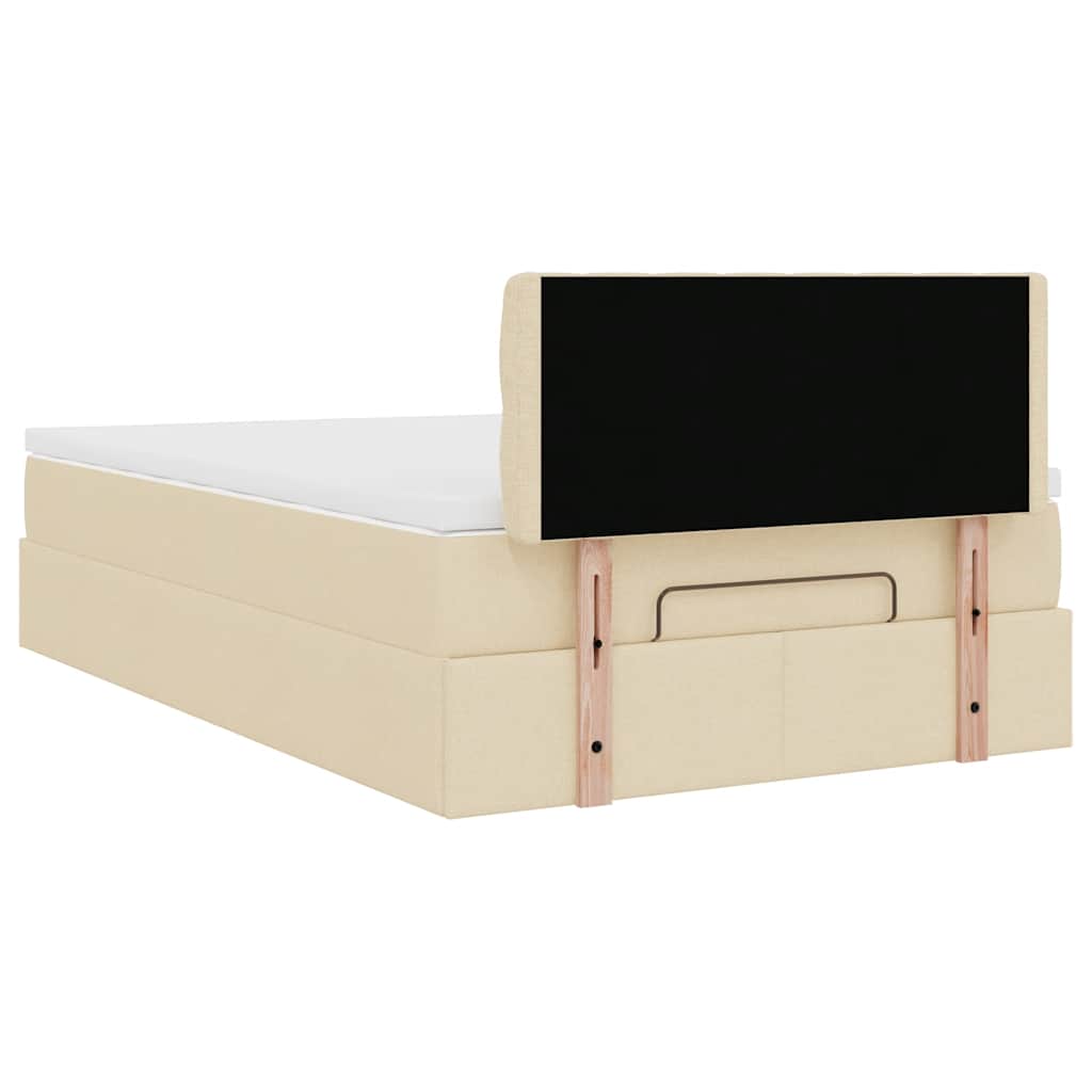 Struttura Letto Pouf con Materasso Crema 120x190 cm in Tessuto | homemem39