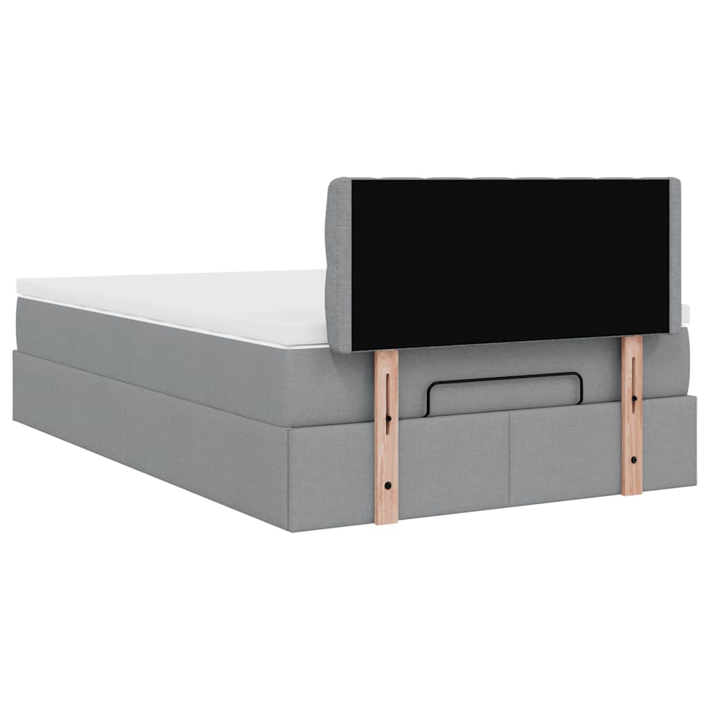 Pouf Letto con Materasso Grigio Chiaro 120x200 cm in Tessuto | homemem39