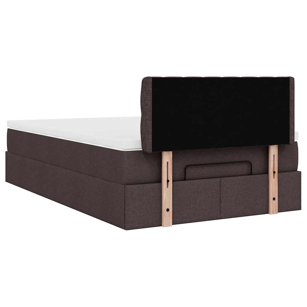 Pouf Letto con Materasso Marrone Scuro 120x200 cm in Tessuto - homemem39