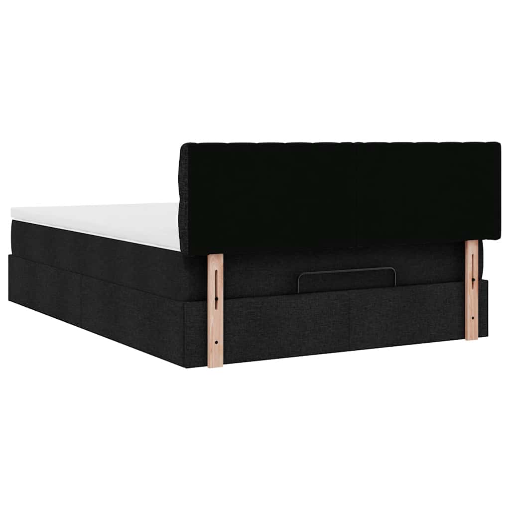 Pouf Letto con Materasso Nero 140x190 cm in Tessuto | homemem39