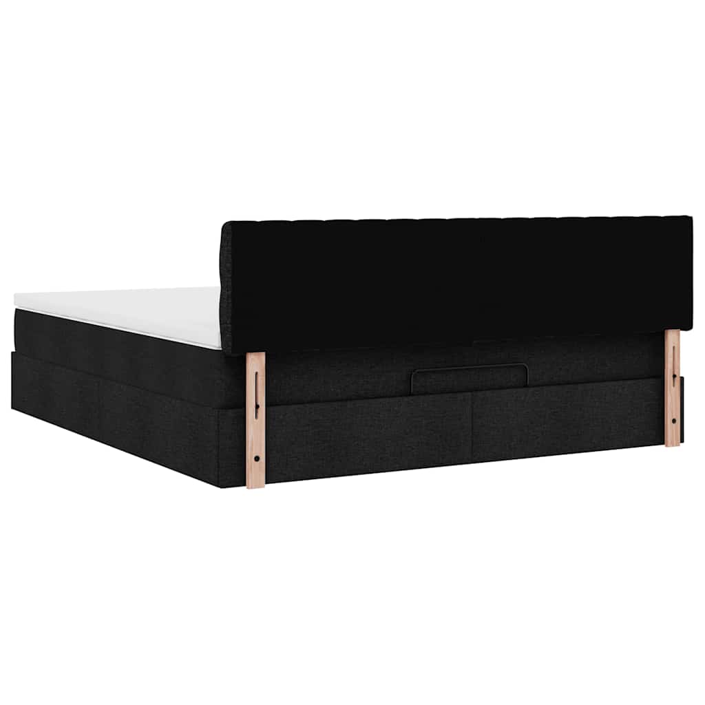 Struttura Letto Pouf con Materasso Nero 160x200 cm in Tessuto | homemem39