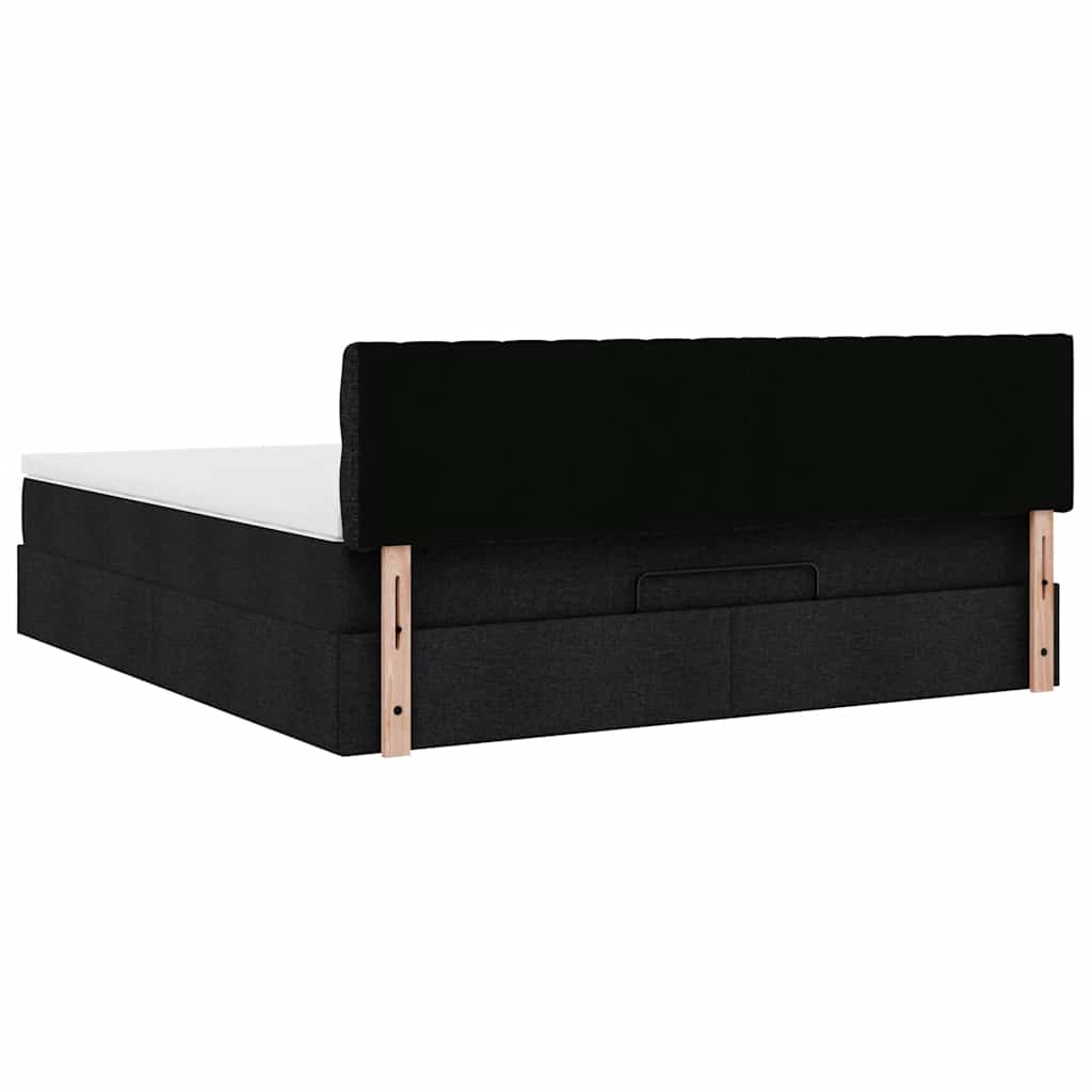 Struttura Letto Pouf con Materasso Nero 180x200 cm in Tessuto | homemem39