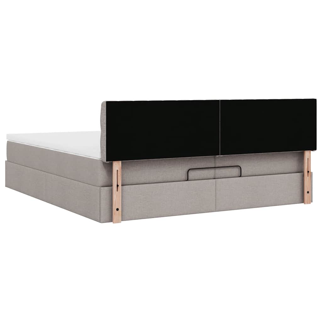 Struttura Letto Pouf con Materasso Tortora 200x200 cm Tessuto | homemem39