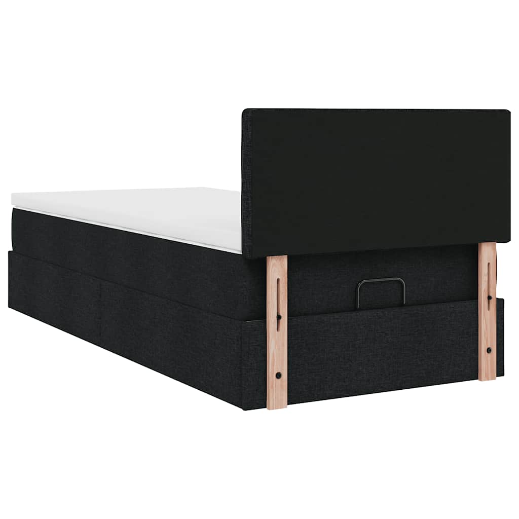 Struttura Letto Pouf con Materasso Nero 90x190 cm in Tessuto | homemem39