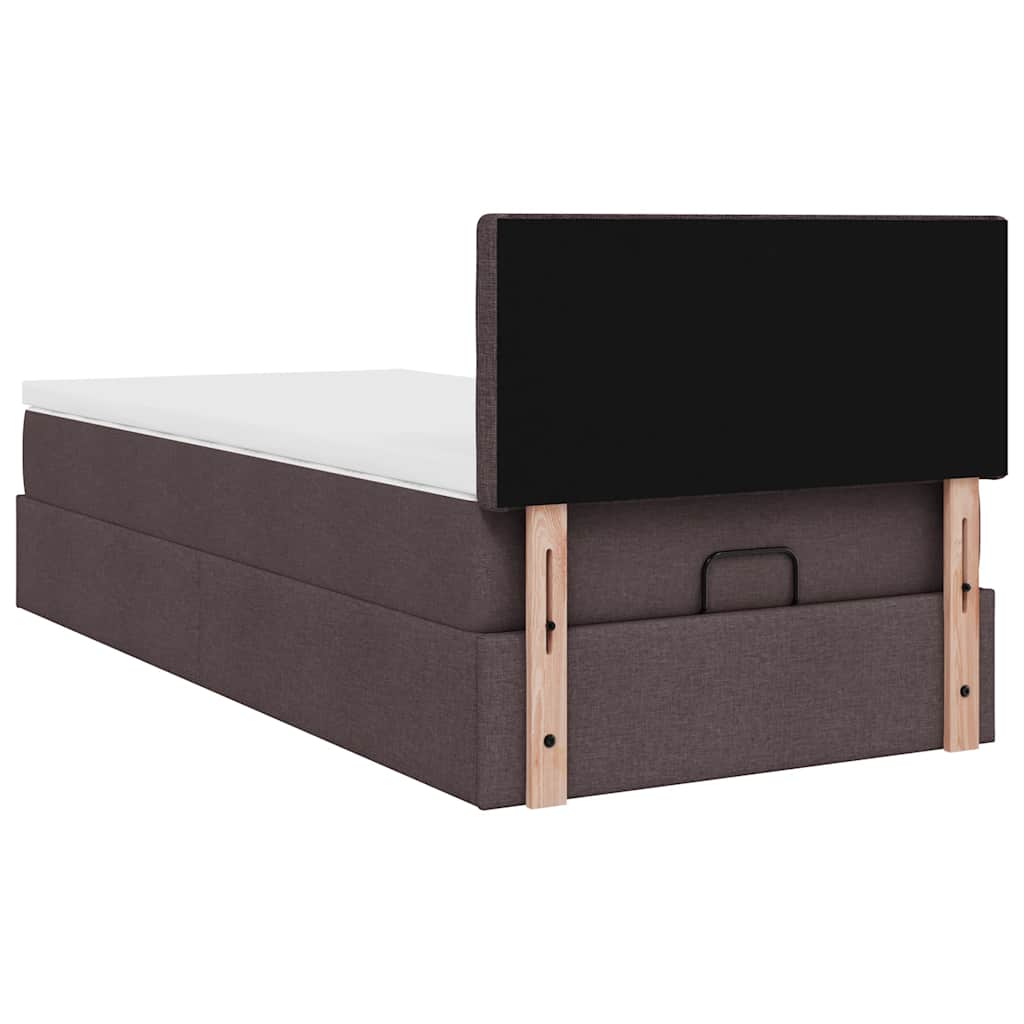 Pouf Letto con Materasso Marrone Scuro 100x200 cm in Tessuto | homemem39