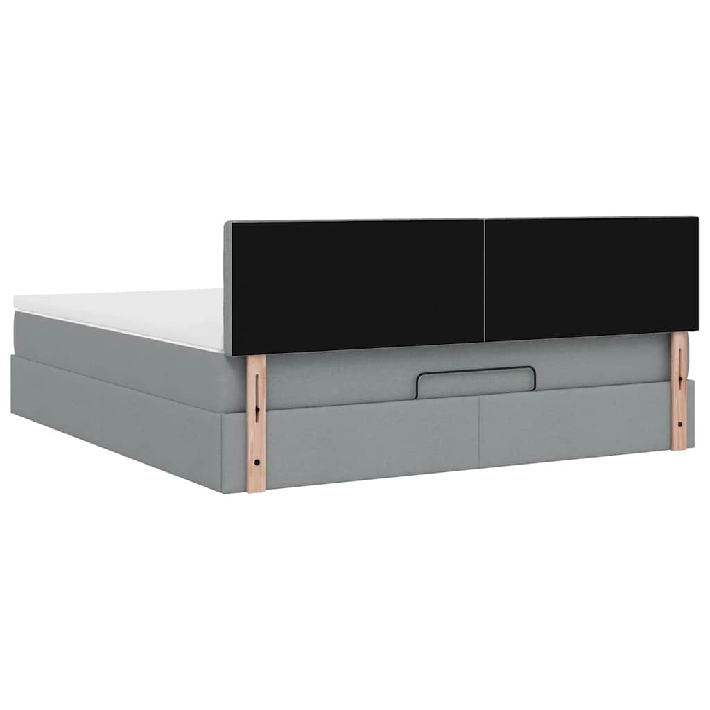 Pouf Letto con Materasso Grigio Chiaro 160x200 cm in Tessuto | homemem39