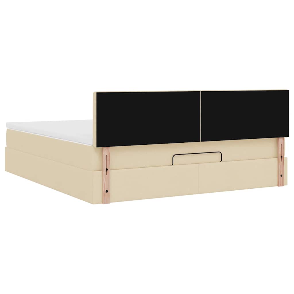 Struttura Letto Pouf con Materasso Crema 180x200 cm in Tessuto | homemem39