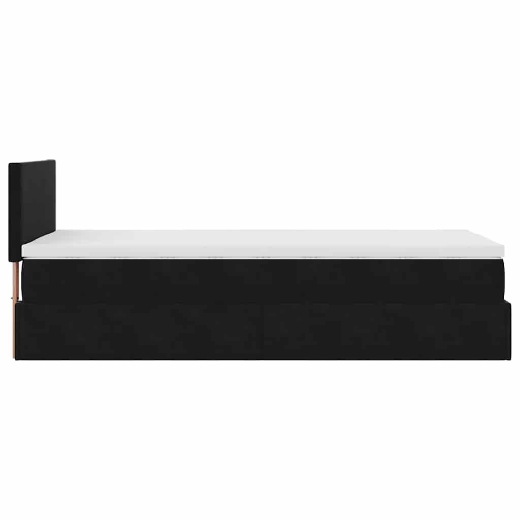 Struttura Letto Pouf con Materasso Nero 100x200 cm Velluto