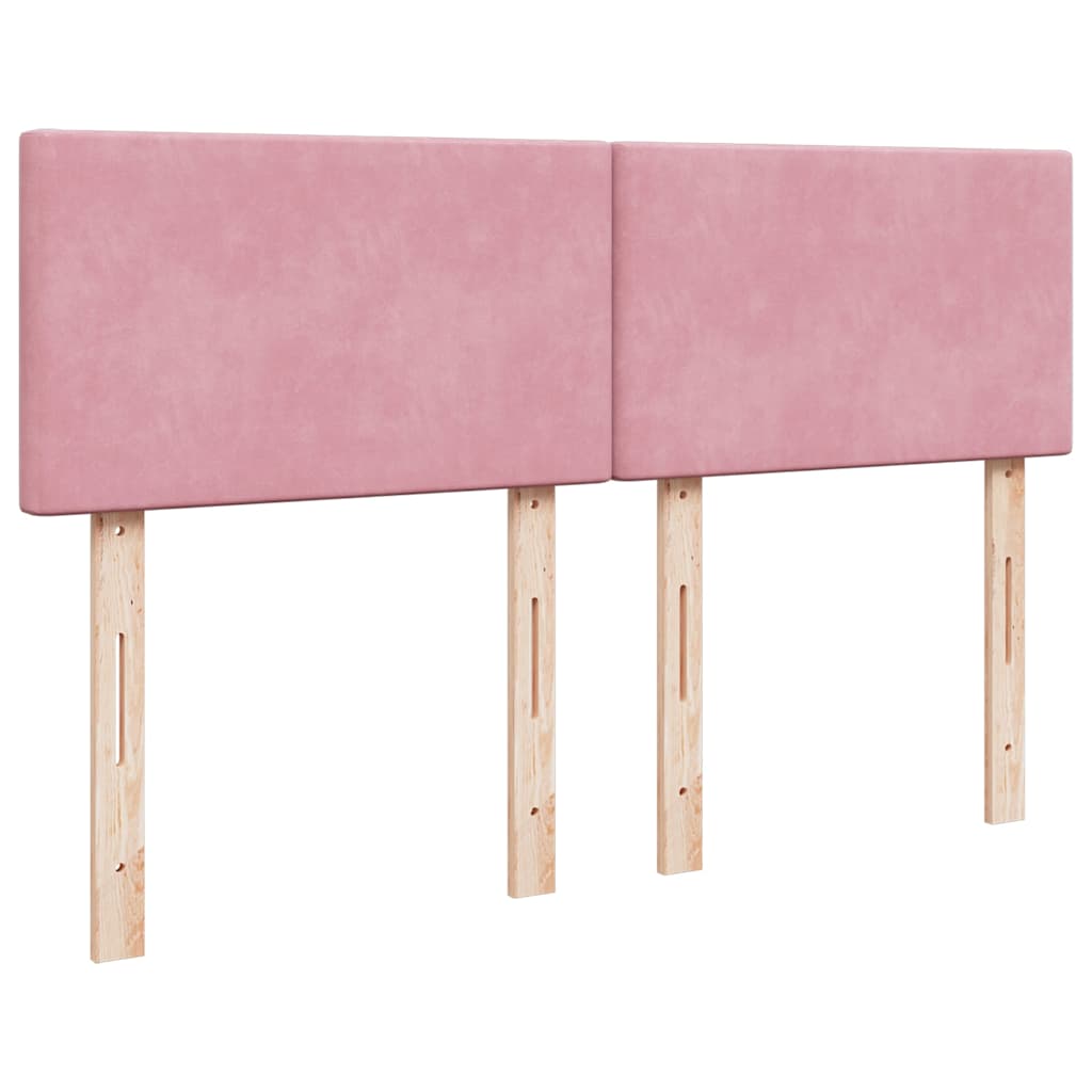 Struttura Letto Pouf con Materasso Rosa 140x190 cm in Velluto | homemem39