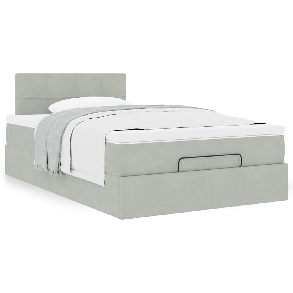 Pouf Letto con Materasso Grigio Chiaro 120x190 cm in Velluto | homemem39
