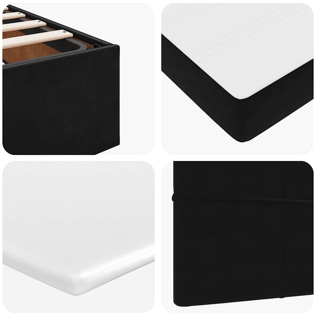 Struttura Letto Pouf con Materasso Nero 180x200 cm in Velluto | homemem39