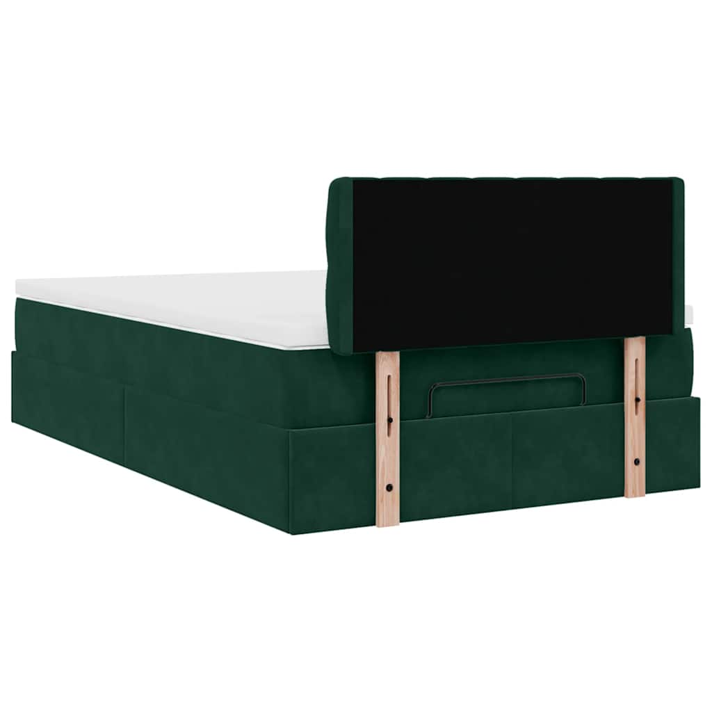 Pouf Letto con Materasso Verde Scuro 120x190 cm Velluto | homemem39