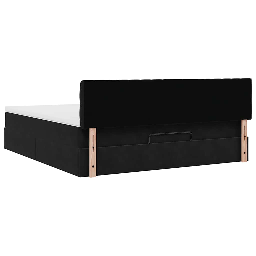 Struttura Letto Pouf con Materasso Nero 180x200 cm in Velluto | homemem39