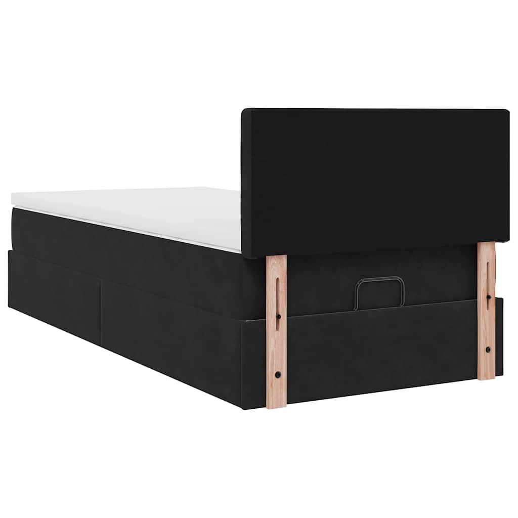 Struttura Letto Pouf con Materasso Nero 80x200 cm in Velluto | homemem39