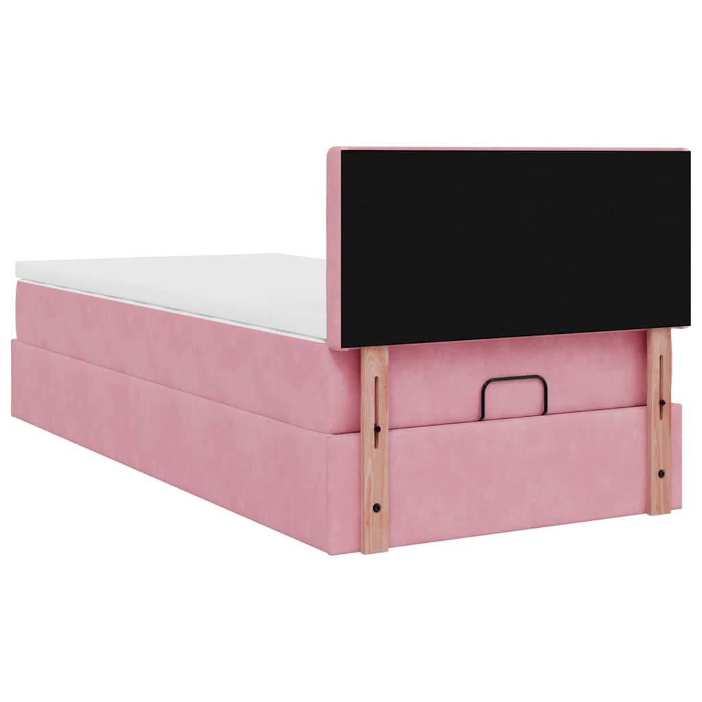 Struttura Letto Pouf con Materasso Rosa 100x200 cm Velluto | homemem39