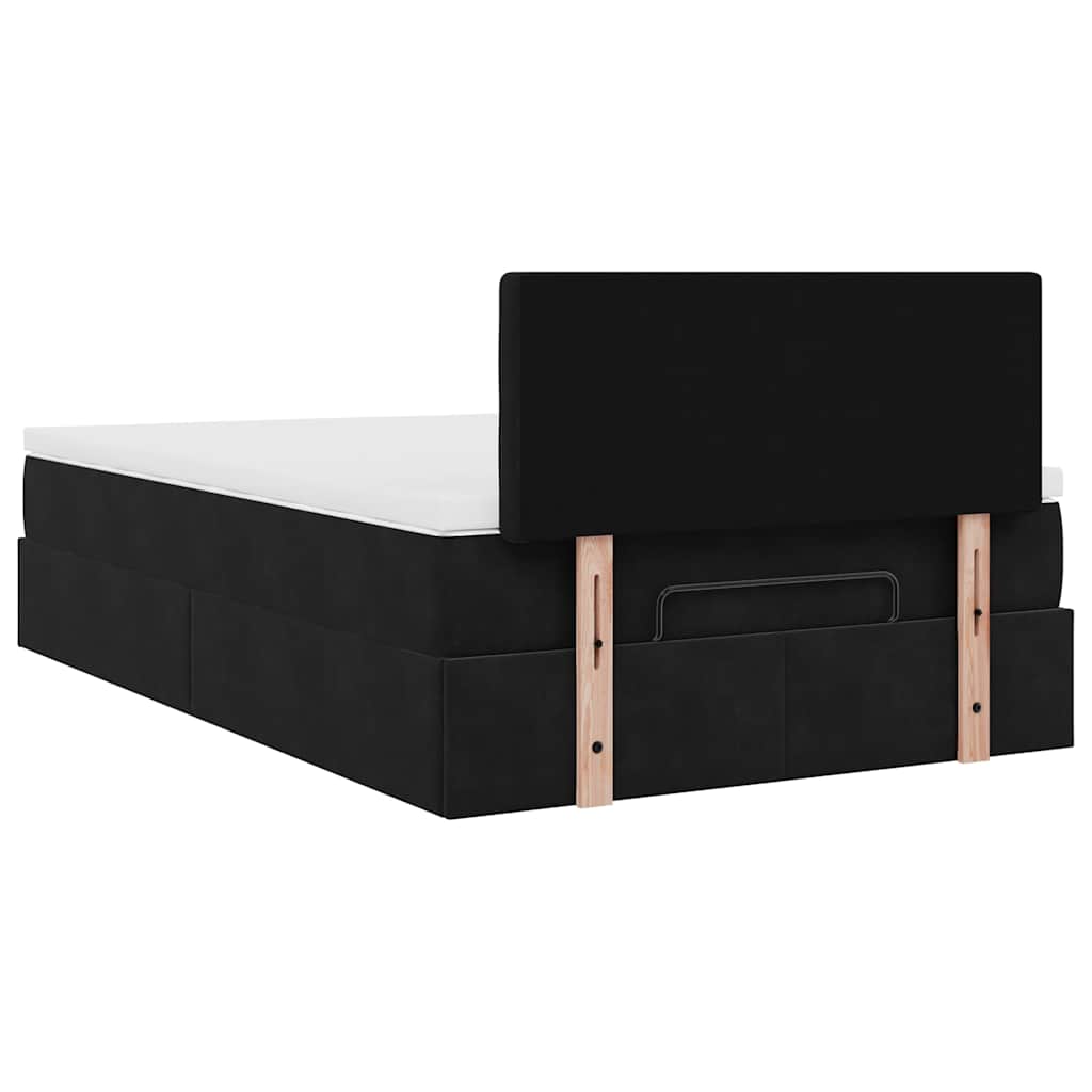 Pouf Letto con Materasso Nero 120x190 cm Velluto | homemem39