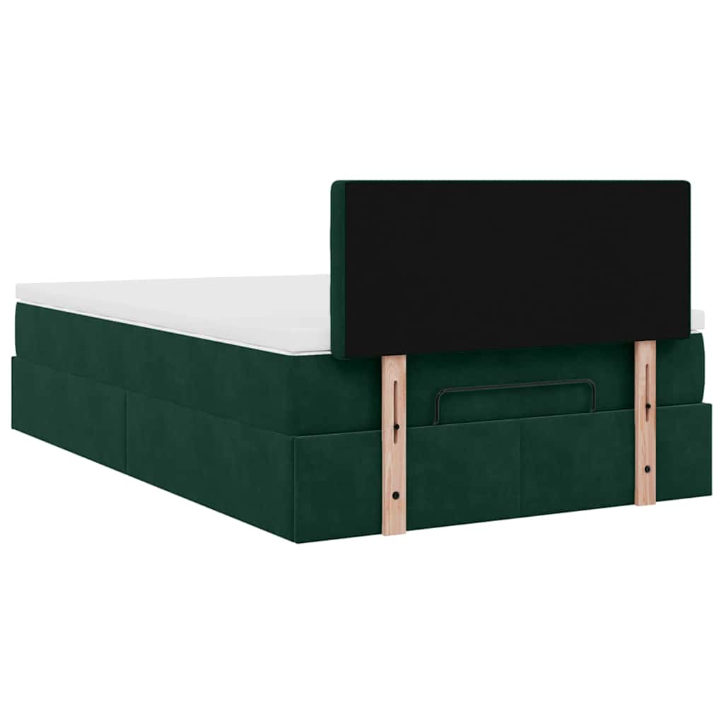 Pouf Letto con Materasso Verde Scuro 120x190 cm Velluto | homemem39