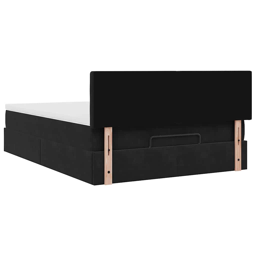 Struttura Letto Pouf con Materasso Nero 140x190 cm in Velluto - homemem39
