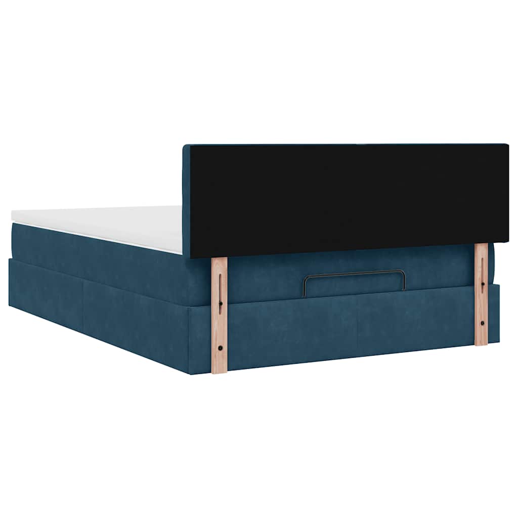 Struttura Letto Pouf con Materasso 140x190 cm in Velluto