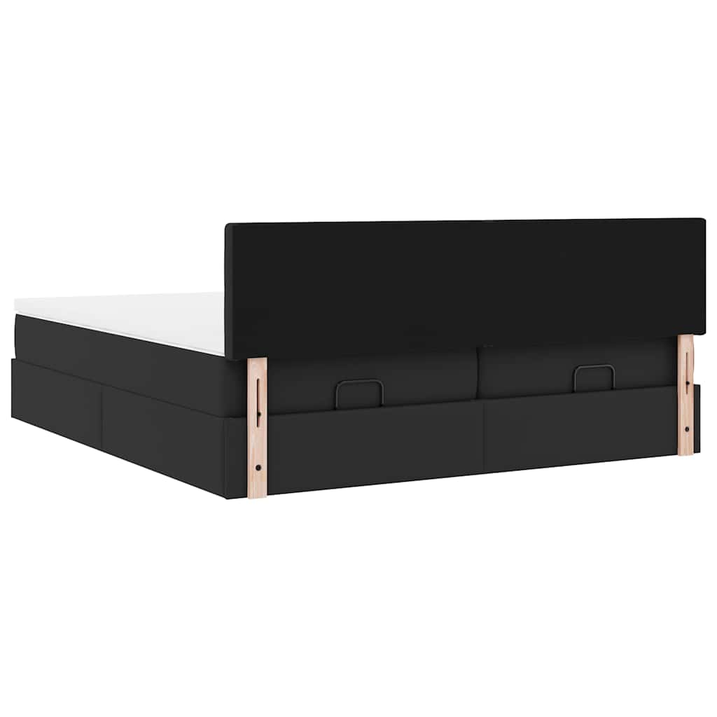 Struttura Letto Pouf con Materassi Nero 180x200 cm Similpelle | homemem39