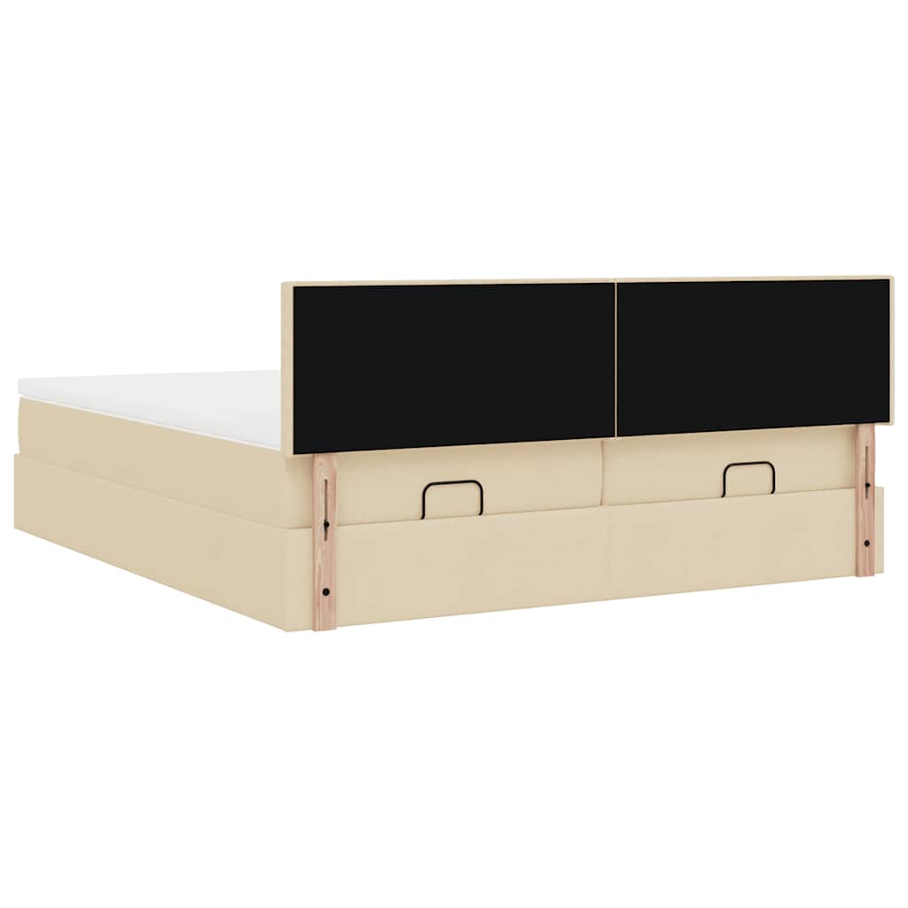 Struttura Letto Pouf con Materassi Crema 200x200 cm in Tessuto | homemem39