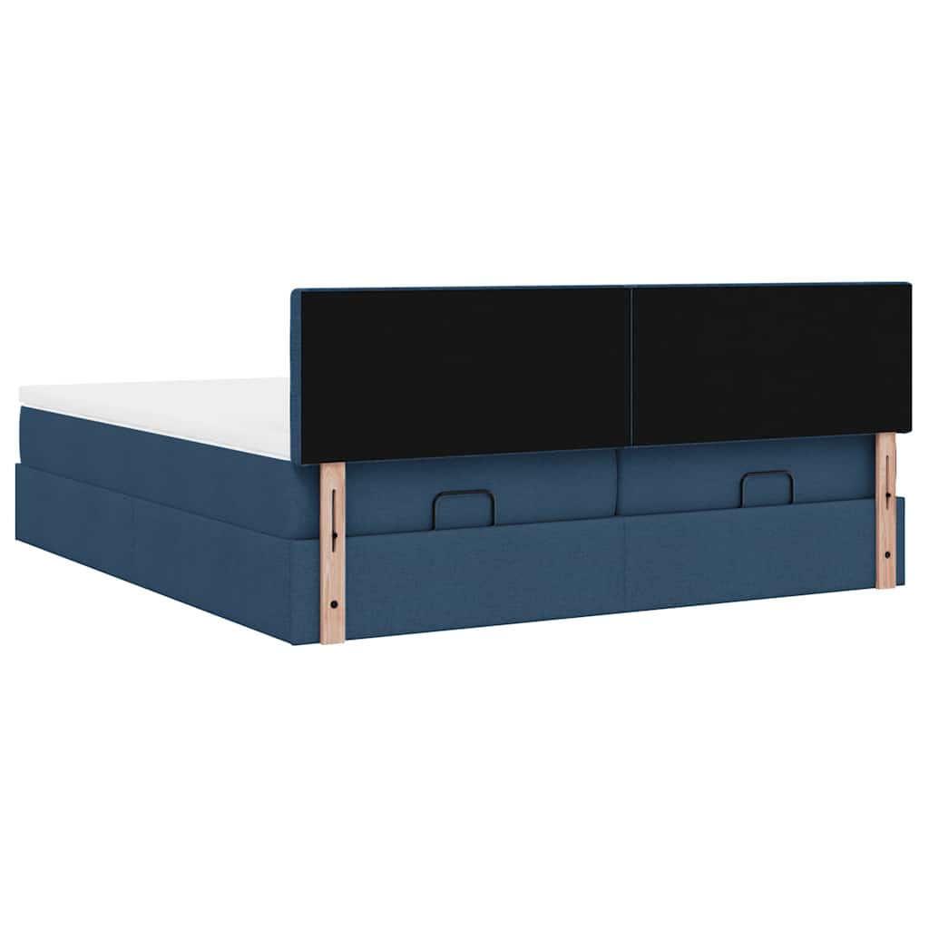 Struttura Letto Pouf con Materassi Blu 200x200 cm in Tessuto | homemem39