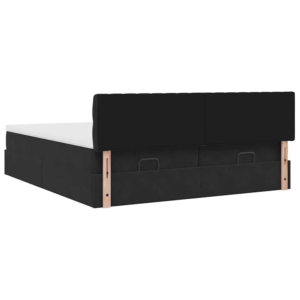 Struttura Letto Pouf con Materassi Nero 180x200 cm in Velluto | homemem39