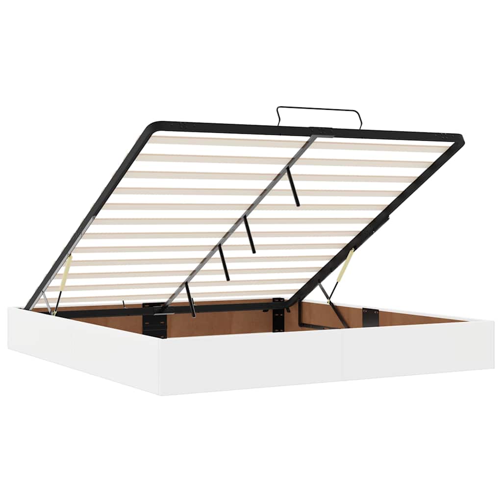 Pouf Letto con Materassi e LED Bianco Puro 160x200cm Similpelle | homemem39
