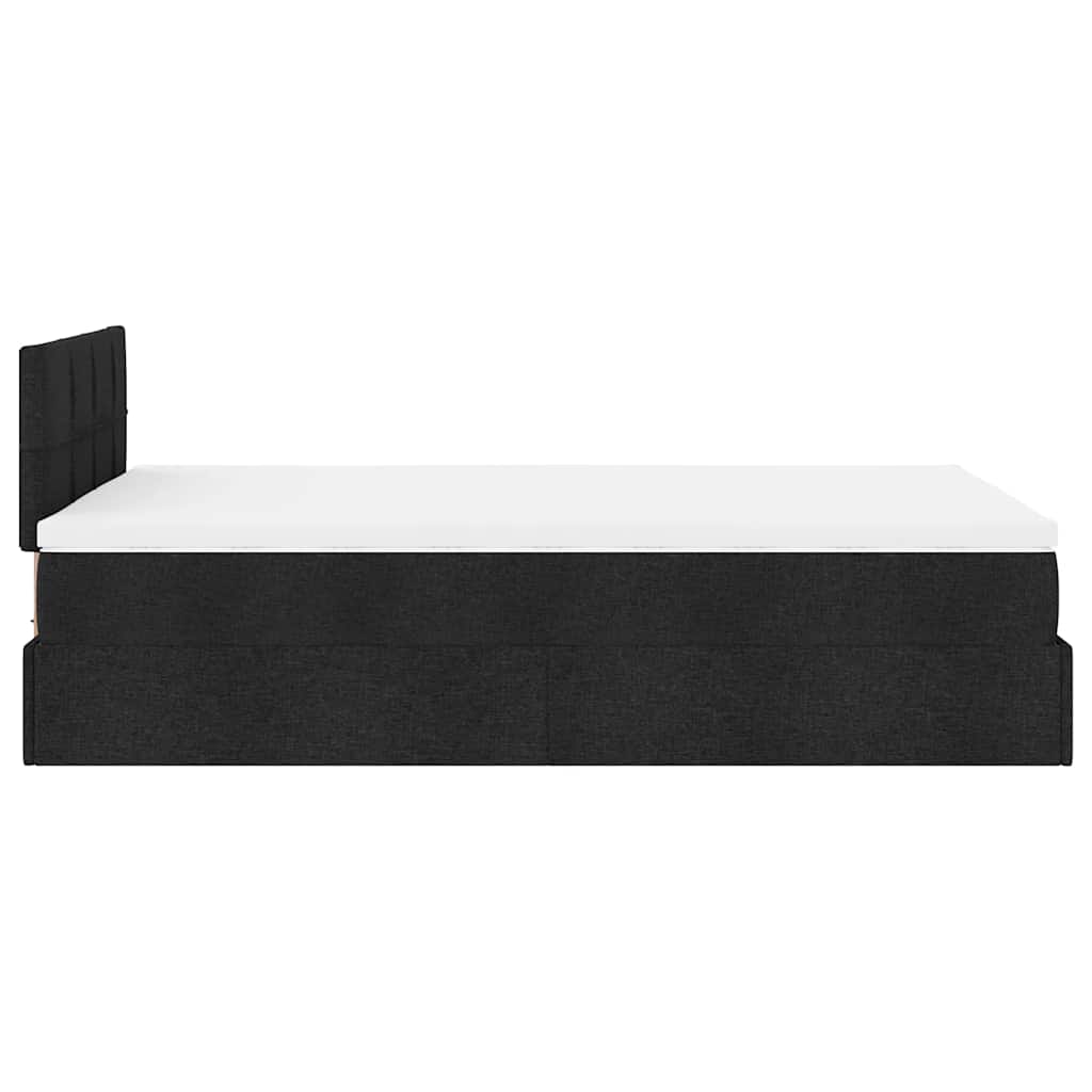 Pouf Letto con Materasso Nero 120x200 cm in Tessuto | homemem39