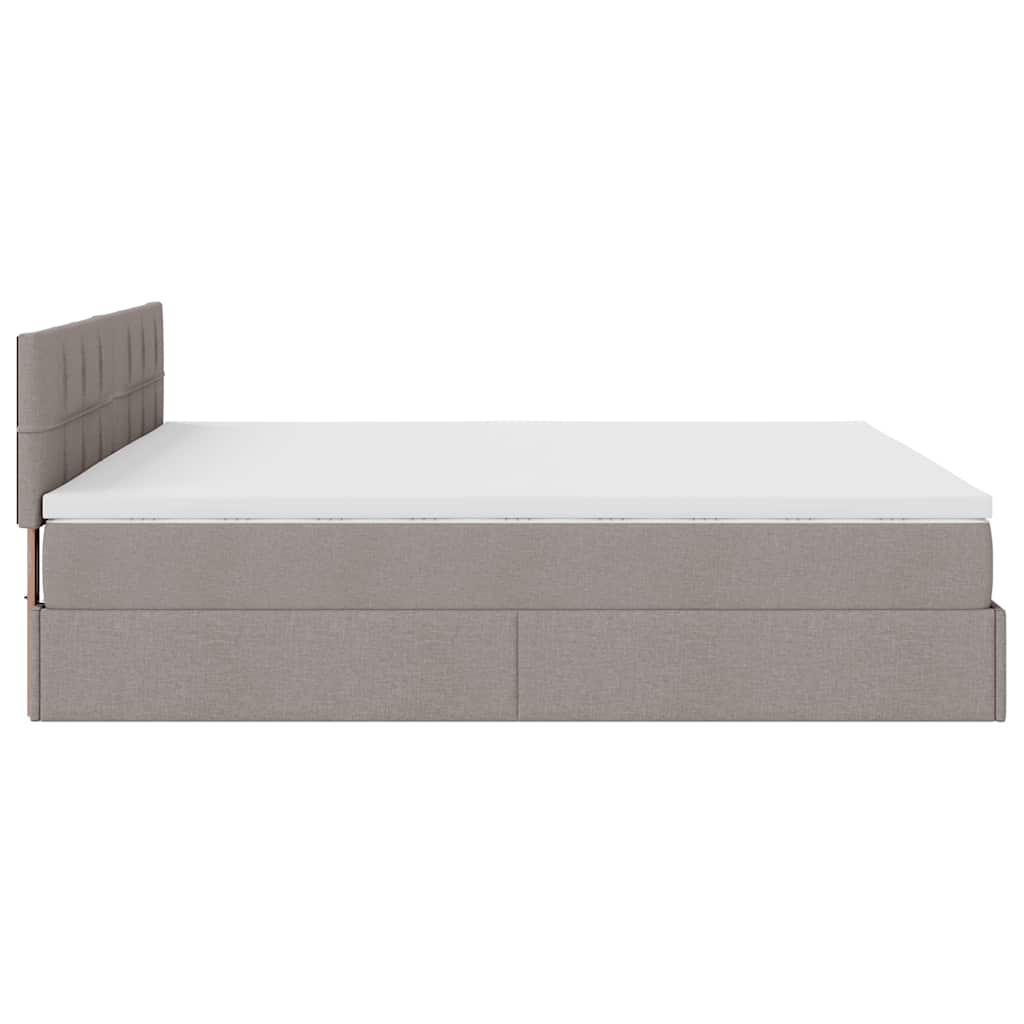 Pouf Letto con Materasso e LED Tortora 180x200cm in Tessuto | homemem39