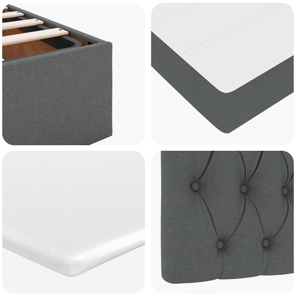 Pouf Letto con Materasso e LED Grigio Scuro 140x200 cm