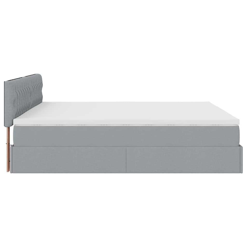 Pouf Letto con Materasso Grigio Chiaro 160x200 cm in Tessuto | homemem39