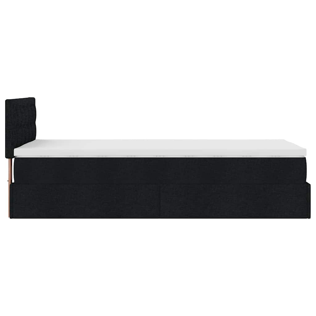 Pouf Letto con Materasso Nero 100x200 cm in Tessuto | homemem39