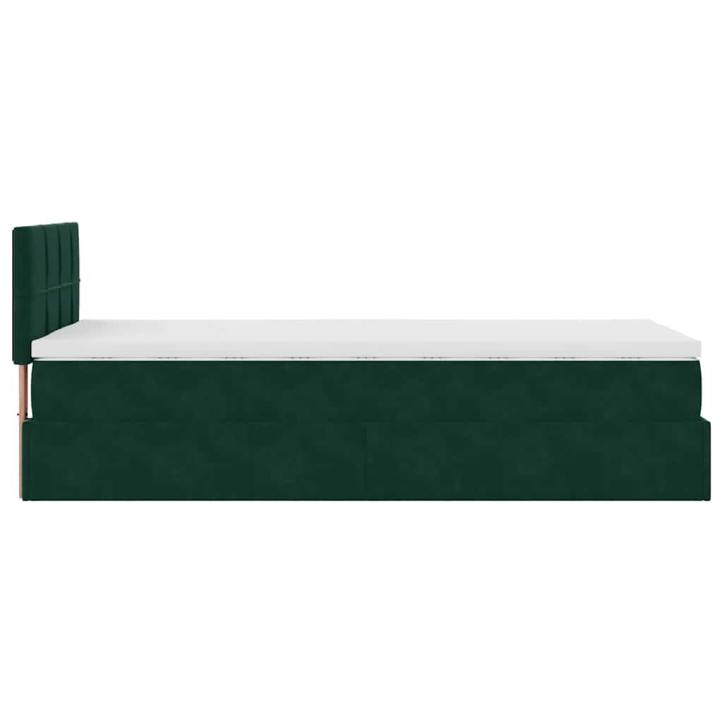 Pouf Letto con Materasso e LED Verde Scuro 80x200cm in Velluto | homemem39