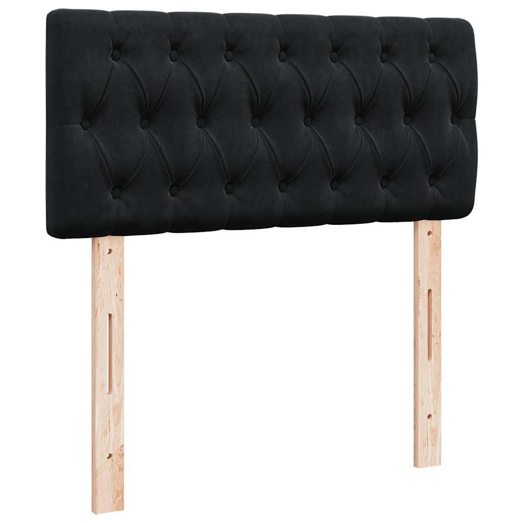 Struttura Letto Pouf con Materasso Nero 100x200 cm Velluto