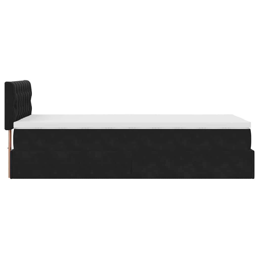 Struttura Letto Pouf con Materasso Nero 100x200 cm Velluto