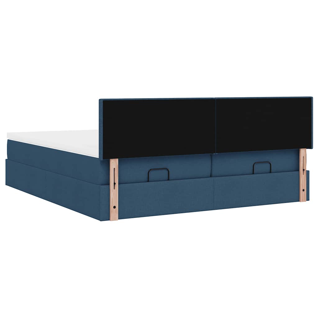 Struttura Letto Pouf con Materassi Blu 200x200 cm in Tessuto | homemem39