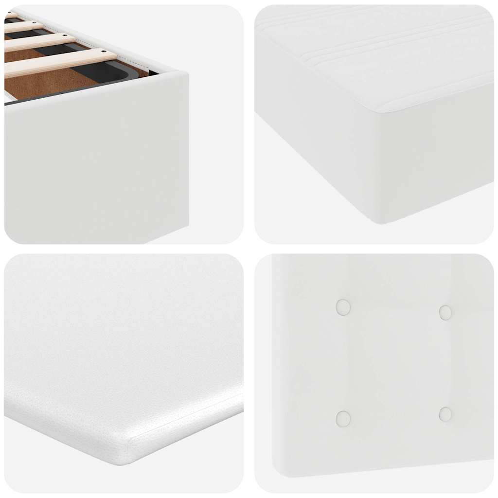 Letto Pouf con Materasso Bianco 100x200 cm Similpelle | homemem39