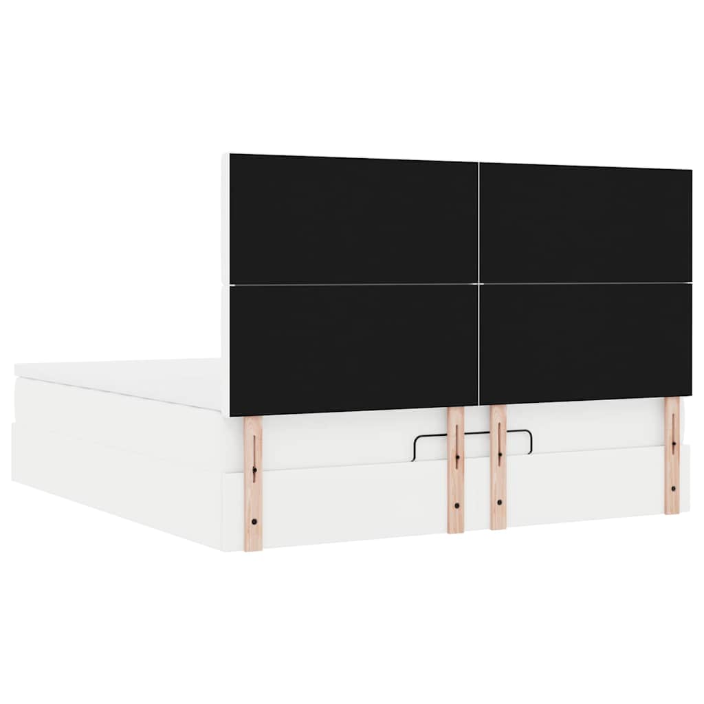 Struttura Letto Pouf con Materasso Bianco 160x200 cm Similpelle