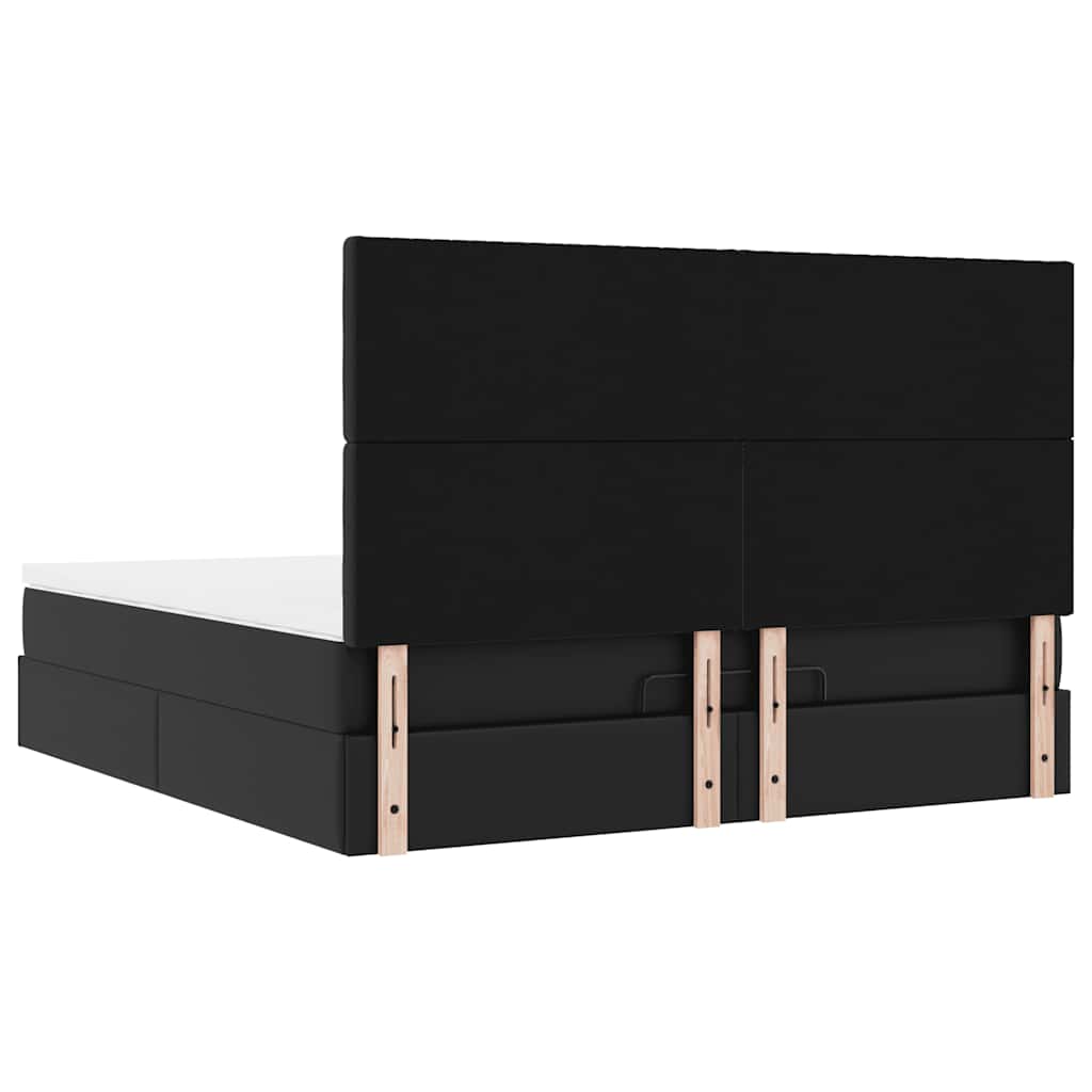 Struttura Letto Pouf con Materasso Nero 180x200 cm Similpelle | homemem39