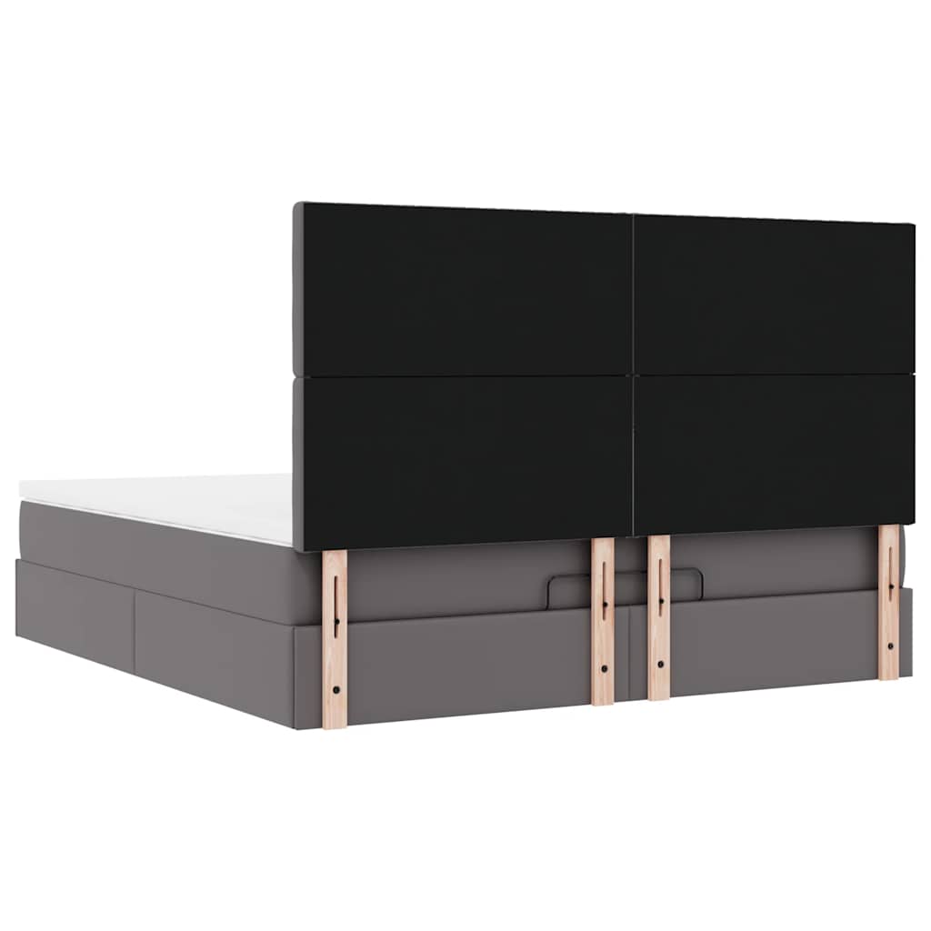 Struttura Letto Pouf con Materasso Grigio 180x200 cm Similpelle | homemem39